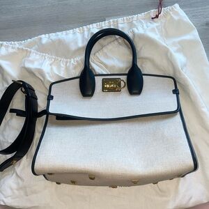 Salvatore Ferragamo the studio handbag canvas with black straps